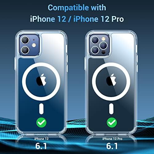 TEMDAN לאייפון 12 מארז לאייפון 12 Pro Case, [תואם ל- Magsafe] [2 PCS מגן מסך זכוכית] [לא מצהיב] טלפון דק דק-זעזועים.